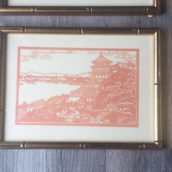 Vintage Japanese Paper-Cut Art. Set of Four Framed - Picture 3 of 9